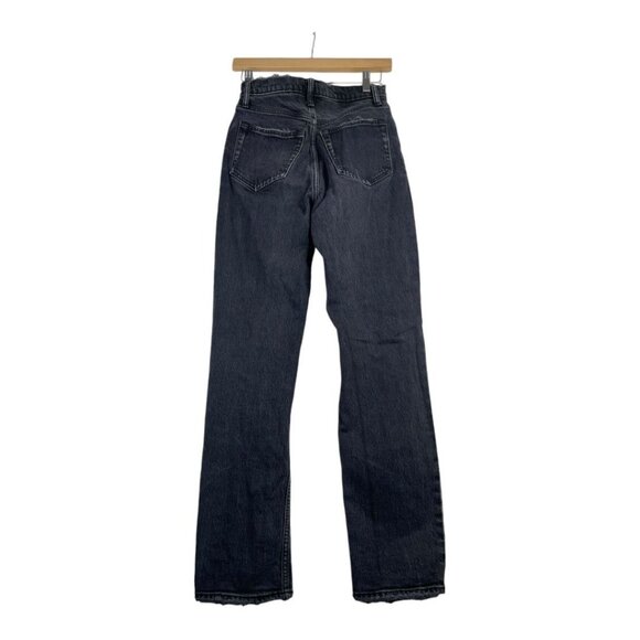 Abercrombie & Fitch The Dad High Rise Button Fly Distressed Jeans size 24‎ Black - Picture 5 of 9